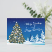 Kerstboom Sneeuw Vrolijk Kerstfeest Informatiekaartje (Staand voorkant)