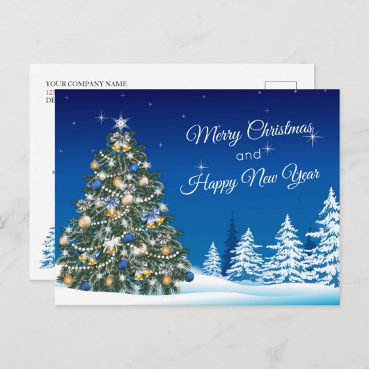 Kerstboom Sneeuw Vrolijk Kerstfeest Zakelijk Briefkaart (Voorkant / Achterkant)