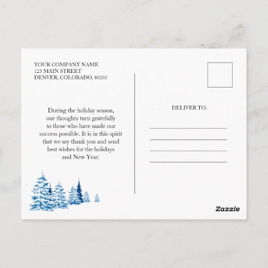 Kerstboom Sneeuw Vrolijk Kerstfeest Zakelijk Briefkaart (Achterkant)