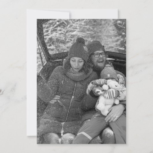 Kerstboom Sneeuw Wereldbol Navy Kerstfoto Kaart (Achterkant)