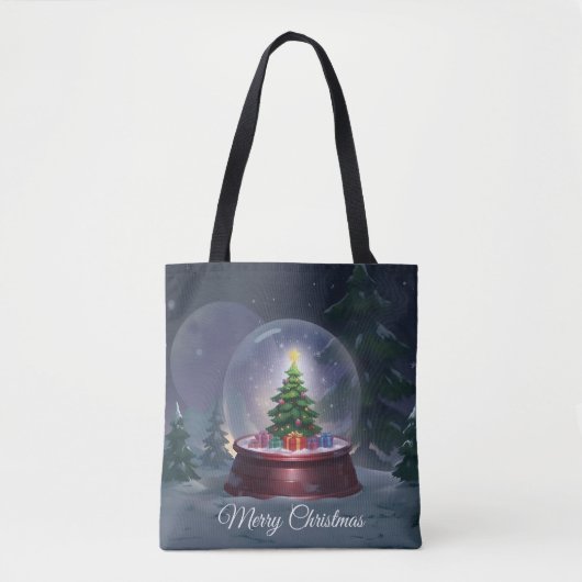 Kerstboom Sneeuwbol Tote Bag (Voorkant)