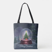 Kerstboom Sneeuwbol Tote Bag (Achterkant)