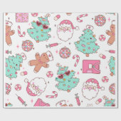 Kerstboom Sneeuwman Kerstfeest I Cadeaupapier (Vlak)