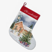 Kerstboom Sneeuwman Kinderen Gifts Winter Scène Grote Kerstsok (Voorkant (Hangend))