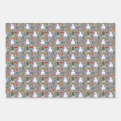 Kerstboom Sneeuwman Sled Gifts Bells Inpakpapier Vel (Voorkant 3)