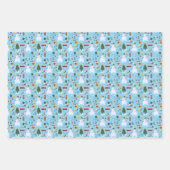 Kerstboom Sneeuwman Sled Gifts Bells Inpakpapier Vel (Voorkant 3)