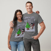 Kerstboom, Sneeuwman, Sneeuwscène Unisex Dark T-shirt (Unisex)