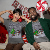 Kerstboom, Sneeuwman, Sneeuwscène Unisex Dark T-shirt