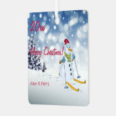 Kerstboom sneeuwmannen Metalen vierkante kerstvers Ornament (Voorkant links)