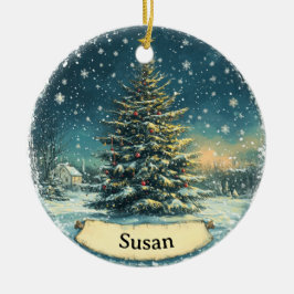 Kerstboom Sneeuwornament Vintage Stijl Keramisch Ornament