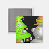 Kerstboom & sneeuwpop magneet (Voorkant / Achterkant)