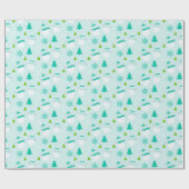 Kerstboom Sneeuwpoppen Sneeuwvlokken Moderne Kerst Cadeaupapier (Vlak)