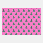 kerstboom, sneeuwval op roze inpakpapier vel (Voorkant 2)