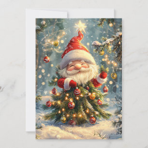 Kerstboom & Sneeuwvlok Glinstering Feestdagenkaart