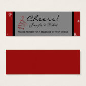 Kerstboom sneeuwvlok rood bruiloft Drink tickets Mini Visitekaartjes (Voorkant /achterkant)