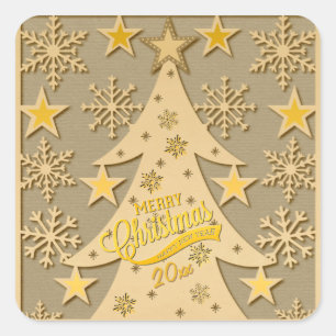 Kerstboom, Sneeuwvlok & Ster Silhouetten Vierkante Sticker