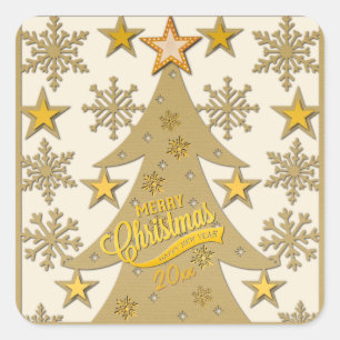 Kerstboom, Sneeuwvlok & Ster Silhouetten Vierkante Sticker