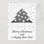 Kerstboom Sneeuwvlokken Blij Gelukkig Schrift Feestdagenkaart (Voorkant)