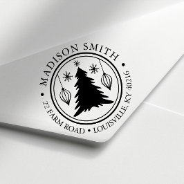 Kerstboom Sneeuwvlokken Cirkel Retouradres Zelfinktende Stempel