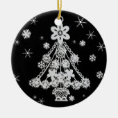 Kerstboom & Sneeuwvlokken Keramisch Ornament (Voorkant)