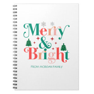 Kerstboom Sneeuwvlokken Merry And Bright Notitieboek