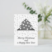 Kerstboom Sneeuwvlokken Merry Happy Script Feestdagenkaart (Staand voorkant)