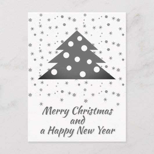 Kerstboom Sneeuwvlokken Merry Happy Script Feestdagenkaart (Voorkant)