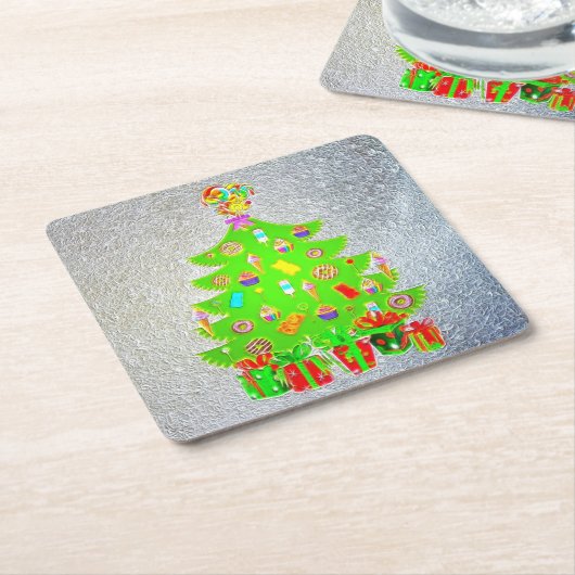 kerstboom Snoep Kartonnen Onderzetters (Schuin)