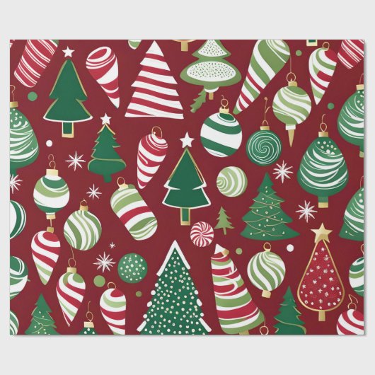 Kerstboom snoep ornamenten inpakpapier (Vlak)