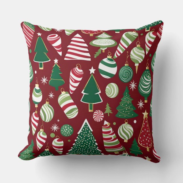 kerstboom snoep ornamenten kussen (Voorkant)