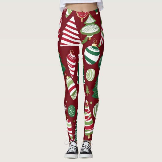 kerstboom snoep ornamenten leggings (Voorkant)