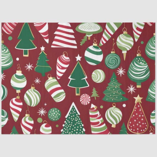 kerstboom snoep ornamenten tissue papier (Voorkant)