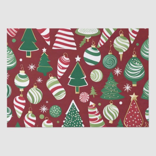 kerstboom snoep ornamenten tissue papier (Voorkant)