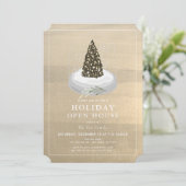 Kerstboom Snow Wereldbol Gold Holiday Open House Kaart (Staand voorkant)