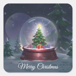 Kerstboom Snow Wereldbol Square Sticker