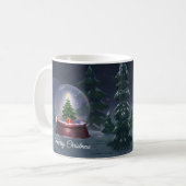 Kerstboom Snow Wereldbol Square Sticker Koffiemok (Voorkant links)