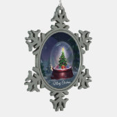 Kerstboom Snow Wereldbol Square Sticker Tin Sneeuwvlok Ornament (Links)