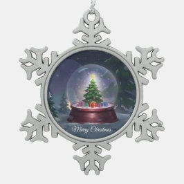 Kerstboom Snow Wereldbol Square Sticker Tin Sneeuwvlok Ornament