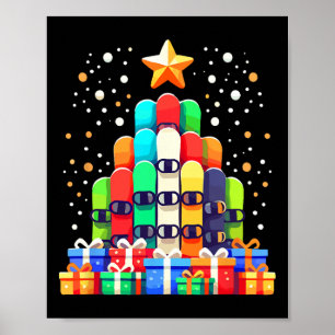 Kerstboom Snowboard Snowboarder Poster