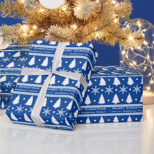 Kerstboom Snowflake Pick Your Color Cadeaupapier (Feestdagen)