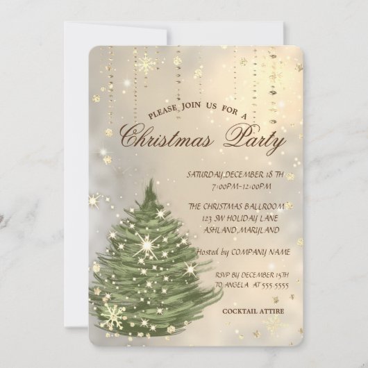 kerstboom, Snowflakes kerstfeest Kaart (Voorkant)