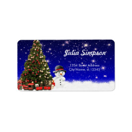 kerstboom, Snowman Etiket