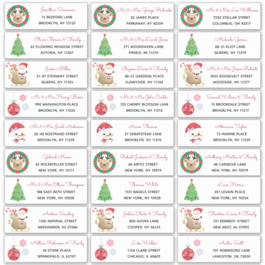 kerstboom Snowman Familieladabel Sticker (Voorkant)