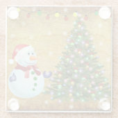 kerstboom Snowman Glazen Onderzetter (Achterkant)