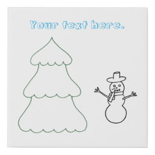 Kerstboom Snowman Jouw tekst Tekening aan verf Imitatie Canvas Print