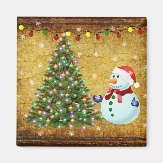 kerstboom Snowman Magneet (Voorkant)