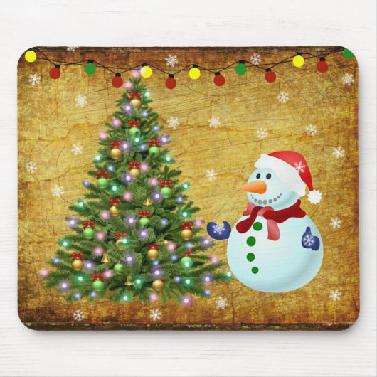 kerstboom Snowman Muismat (Voorkant)