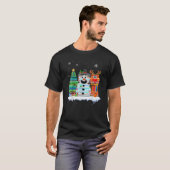 kerstboom Snowman Reindeer Book Stack T-shirt Lib (Voorkant volledig)