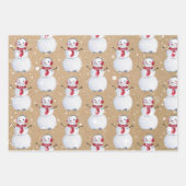 kerstboom Snowman Sleigh Kraft Inpakpapier Vel (Voorkant)