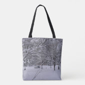 Kerstboom, Snowman, Sneeuwscène All-Over Print Tote Bag (Achterkant)
